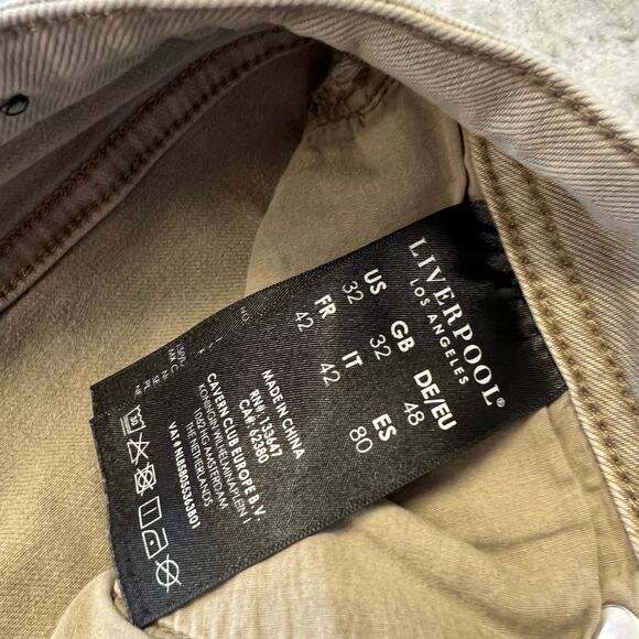Liverpool Khaki Straight Leg Jeans Size 32 - Picture 3 of 6